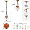 Vintage Brass Pendant Light for Kitchen Island Textured Glass Hanging