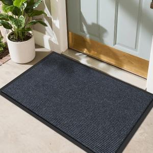 Front Door Mat, 4 x 2 Feet Indoor Outdoor Entrance Mat, Heavy Duty Commercial Floor Mats, Non-Slip Rubber Backing Doormat for Entryway, Waterproof, Low-Profile, Easy to Clean, 4' Length x 2' Width