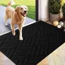 2 x PLEASOR Door Mat for Front Door Entrance, Dirt Trapper Washable Welcome Mat Outdoor Indoor, Non-Slip Waterproof Doormat for Outside/Inside Use, Low Profile Entryway Rug, 20"x32", Black (2'8" x 1'8" (Rectangular))