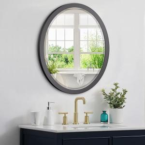 LYYYXGYP Oval Wall Mirror 23x29 Inch Matte Black Metal Frame Decorative Wall Mounted Mirrors for Vanity, Bathroom, Entryway, Living Room, Bedroom