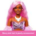 Barbie Deluxe Style Doll #1 in Barbiecore Outfit, Pink Hair and Glossy Pink Dress with Accessories Like Velvet Gloves, Money Purse, and More (Multicolor)