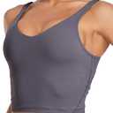 Oalka Sports Bra Womens Longline Padded Crop Tank Yoga Bras Workout Fitness Top (Large, Heart Grey Purple)