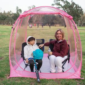 All Weather Proof Pod Sports Tent,Outdoor Weather Tent Sports Pod Pop Up Shelter with Sealed Floor,Pop Up Screen House with Carry Bag,Screen Room for Sport Event,Camping,Fishing-63"x63"x62"Pink