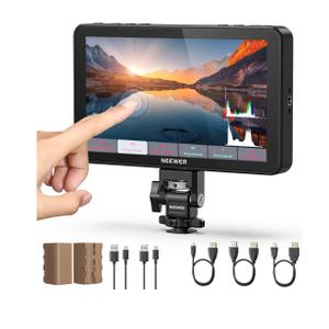 NEEWER F700 7" Camera Field Monitor, 2000nit HD 1920x1080 IPS Touch Screen with 3D LUT, 4K HDMI Loop in/Out with Peak Focus DSLR Video Assist HDR Waveform, Cold Shoe Mount, 2 NP-F750 Batteries & Cable