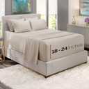 Hearth & Harbor Bed Sheets, Luxury Soft 6 Piece Bed Sheet Set Extra Deep Pocket Fitted Sheets Fits Mattress up to 21", Double Brushed Bedding Sheets & Pillowcases, Queen, Natrual Linen