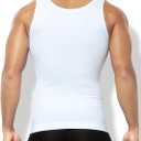 Casey Kevin Men's Compression Shirt Undershirts Body Shaper Sleeveless Shirt Slimming Tank Top Gynecomastia Vest (White, XXL)