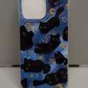 Compact Case for iPhone 15 Pro Max Black Cat Design, Cute Trendy Soft Slim TPU Shockproof Protective Bumper Phone Cases Cover for Women Girls Aesthetic Glitter Shiny Adorable