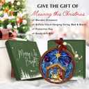 3 x Nativity Christmas Ornament 2025  Holy Family Silent Night Wooden Christmas Decoration, Blue Nativity Ornament, Family Tradition Keepsake  Christian Catholic Gift Exchange Ideas