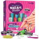 Nail Art Studio for Girls - Birthday Gift - Nail Polish Kit for Kids Ages 7-12 Years Old - Girl Gifts Ideas - Gift Set - Girly Stuff - Polish, Pens, Glitter, Stickers, Gems, Filer - 8 9 10 11 12 Year
