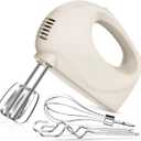 Handmixer Electric Handheld - 5 Speed Portable Kitchen Mixer Electric with 5 Stainless Steel Accessories Whisk, Food Beater for Whipping Mixing Cookies(Ivory)
