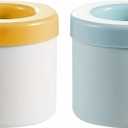 Ice Cube Tray 2pcs Silicone Ice Cube Mold Round Ice Bucket Home DIY Refrigerator Freeze Ice (Yellow & Blu)