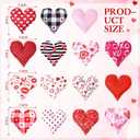 Oudain 15 Pcs 5 Inch Valentines Stuffed Fabric Hearts Tiered Tray Decor Valentine's Day Decor Buffalo Plaid Heart Shaped Hanging Ornaments for Wedding Party Farmhouse Crafts (Regular)