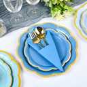 150 Pcs Blue Plates and Napkins Tableware Serves 50, 9 Inch & 7 Inch Gradient Blue Scalloped Edges Paper Plate and Napkins Set for Wedding Baby Shower Bridal Shower Birthday Party