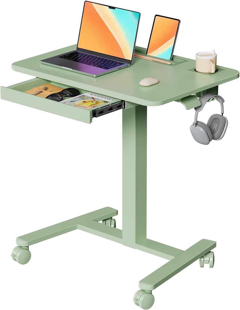 28" Mobile Standing Desk with Drawer, Portable Laptop Desk