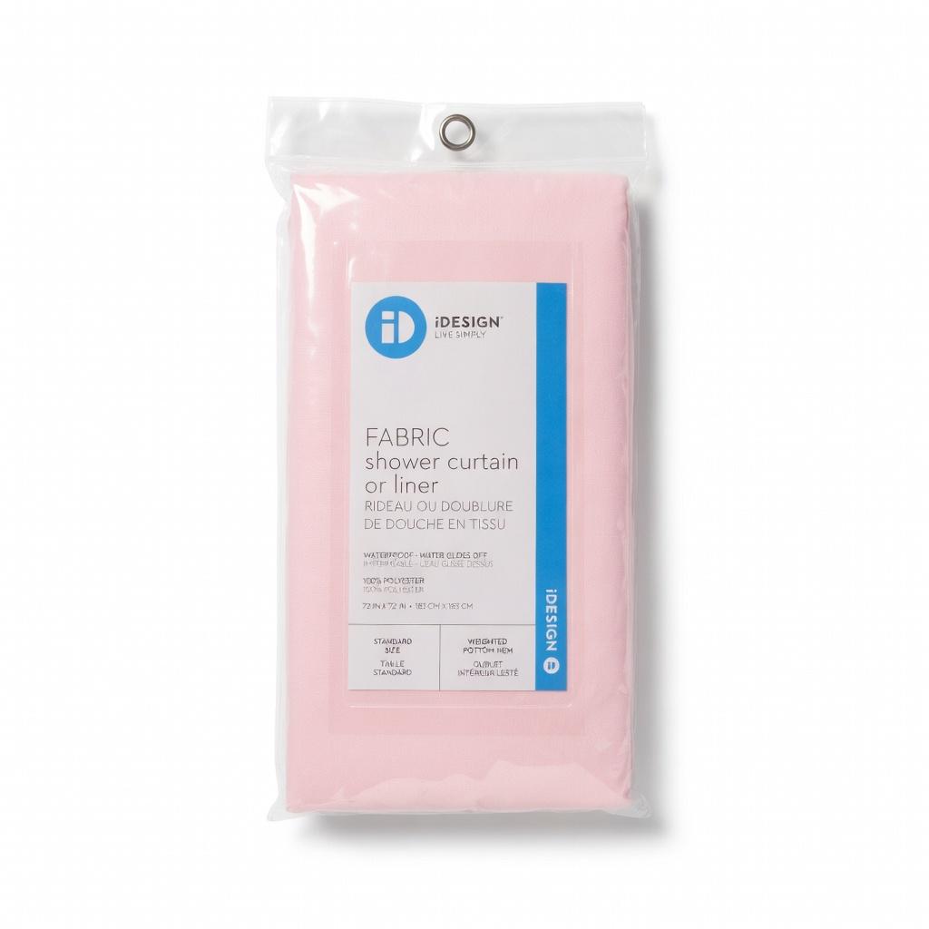 iDesign Anzu Fabric Shower Curtain Water-Repellent and Mold- and Mildew-Resistant for Master, Guest, Kids', College Dorm Bathroom, 72" x 72", Pink