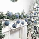 12 Pcs 3.15 Inch Velvet Christmas Tree Ornaments BulkFlocked Christmas Balls Plastic Shatterproof Xmas Hanging Ornaments Decorations Set for Tree Garland Wreath (Gray Blue)