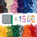1500 PCS Building Blocks Set, with 2 Baseplates (7.5" 7.5") , STEM Educational Toys for School and Home, Imaginative Gift for Kids, 16 Colors
