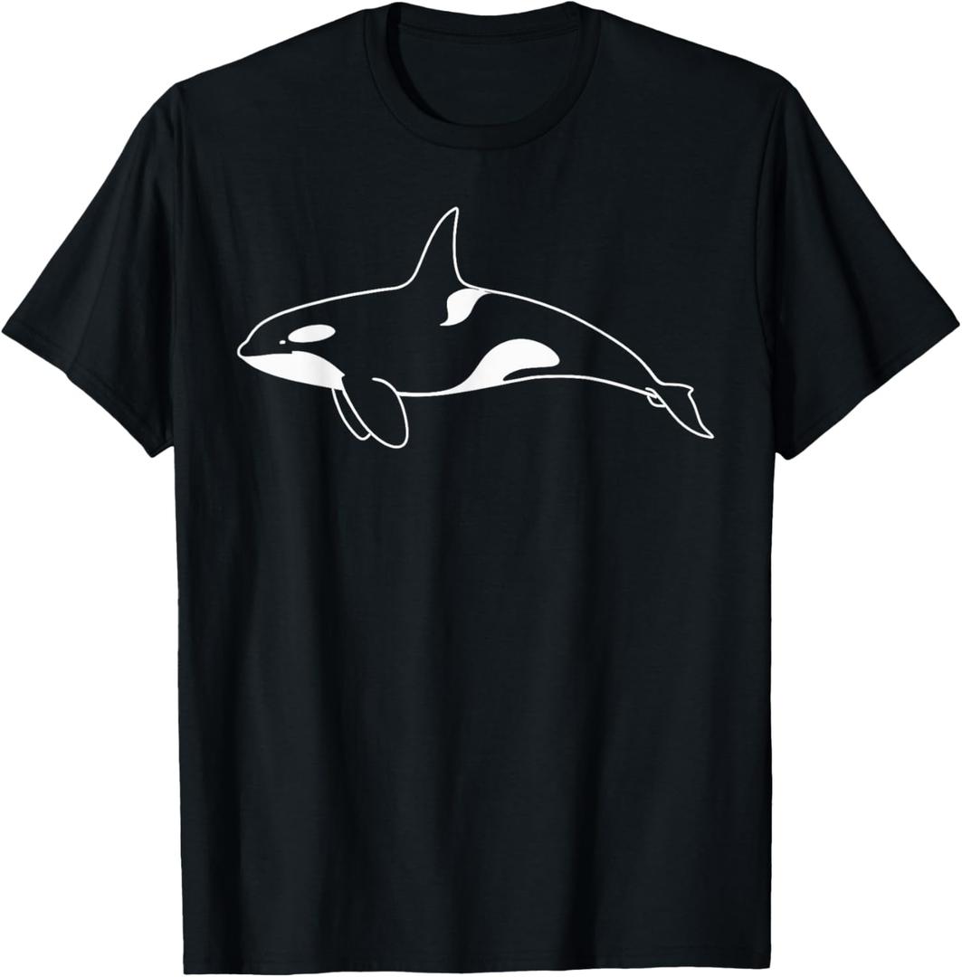 Minimalist Orca Line Drawing Men Women Kids Novelty Orca T-Shirt