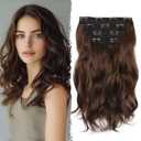 Hair Extensions Clip ins - 14 Inch Wavy Synthetic Clip in Hair Extensions For Women And Girls (Color: Light Brown Mix Chocolate Brown)