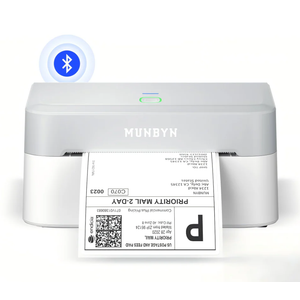 MUNBYN Bluetooth Thermal Label Printer RW403B, Wireless 4x6 Shipping Label Printer for Small Business, Compatible with Android, iPhone, Windows, Mac, Chromebook, Print Width 1.57"-4.25" (Grey)