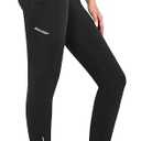 Baleaf Womens Winter Cycling Pants Padded Bike Thermal Tights Fleece Lined Leggings Water Resistant Cold Weather Gel Pockets. Size L Black