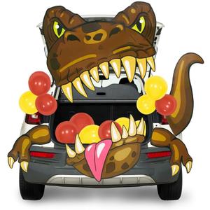 JOYIN Halloween Dinosaur Trunk Or Treat Car Decorations Kit for SUV Outdoor Indoor Decor Balloons T-rex, for Haunted House Door Archway Entryway with Tassels Paper Board Dot Glue