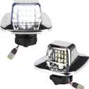LED License Plate Light Lamp Assembly Compatible with 1988-1999 Chevy C1500 K1500 Silverado Sierra Pickup Tahoe Yukon Blazer S10 Sonoma S15 Chrome Housing 6000K White, Pack of 2