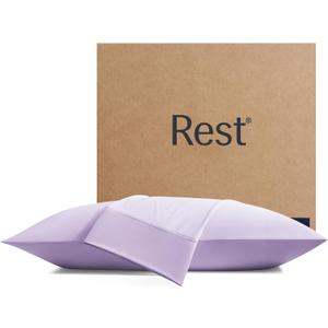REST Evercool+ Cooling Pillowcases Standard - 2 Pillowcases for Sensitive Skin, Silver Infused Fabric for Hygienic Sleep, Silky Smooth for Curly Hair, High Elastic for Snug Fit (19x29 inches)