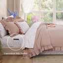 BLOOMHAVEN King Comforter Set - 7 Pieces Ruffle Pink Bedding Sets, Shabby Chic Farmhouse Bed in a Bag King with Ruffle Comforter, Floral Sheets, Pillowcases & Shams