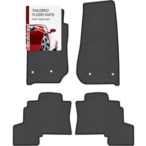 Floor Mats for Jeep Wrangler 2007-2018 4 Door - Custom 3D Fit Mats for Jeep Wrangler JK - 1st & 2nd Row - Anti-Slip Backing - Heavy Duty TPR Mat - Set of 4 All Weather Car Liner Floormats
