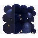 Velvet Christmas Ball Ornaments - Navy Blue Christmas Tree Decorations 36pcs Shatterproof Set with 5 Styles in 3 Sizes (Small, Medium, Large)