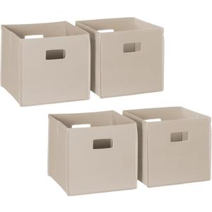 RiverRidge Folding Storage Bins with Handles Taupe Cube Storage Organizer for Closet, Bedroom & Playroom - Closet Organizers and Storage Set of 4