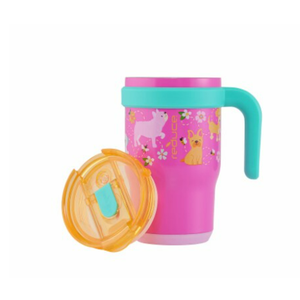 Reduce® Mug Poochy Pals Stainless Steel Insulated Mug with Temperature Adjusting Lid - Dual-Wall Vacuum, Cupholder Friendly - Keeps Drinks Hot, 14oz