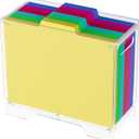 Clear Hanging File Folder Box - for Letter Size - Sturdy Vertical Acrylic Magazine Rack Desk File Organizer with Handle, Transparent Storage Bin for Office Classroom, Assembly Required
