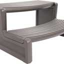 ECOTRIC Spa Step Hot Tub 2-Step Universal Outdoor Indoor Step Stool Pool Ladder Slip Resistant Striped - Carbon Gray Plastic