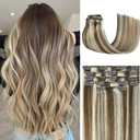  Hair Extensions Light Brown to Blonde Highlights Balayage Hair, 22 inch