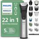 Norelco Philips All-in-One 7000 Series 22-Piece Trimmer - Electric Shaver and Clipper for Face, Beard, Head & Body, Self-Sharpening Full Metal Blades, 28 Length Settings (0.5-16 mm), MG7975/49 (Steel)
