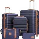 Coolife Suitcase Set 3 Piece Luggage Set Carry On Hardside Luggage with TSA Lock Spinner Wheels (Navy, 3 piece set)