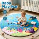 RONGFA Baby Play Mat for Floor, 96'' x 60'' Thicken Foam Soft Padded Mat for Baby, Playpen Mat for Toddlers Infant Kids, Machine Washable, Non-Slip Bottom Safe for Crawling (Sea)