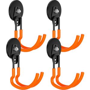 Heavy Duty Storage Magnetic Utility Hooks Large Garage Magnet Hooks with Anti-Slip Coating for Metal Cabinet,Pegboard,Garage Shelve,Garden Tools (Orange4pro)