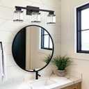 3-Light Black Finish Vanity Lighting with 5 Color Modes LED Eye Protection Bathroom Light Fixture, Dimmable Modern Wall Mounted Lights Over Mirror with Clear Glass Shade