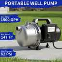LANCHEZ Shallow Well Pump, Stainless Steel Water Transfer Pump, 115V Garden Irrigation Pump, Water Booster Jet Pump for Home Garden Lawn Farm, Black
