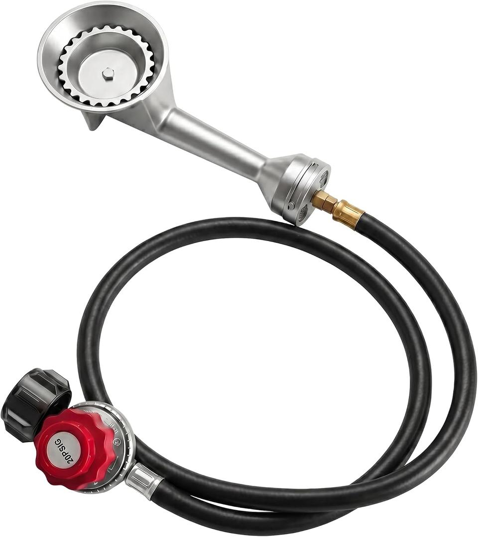 Veralune Taper High Pressure Cast–Iron Propane Burner Head, with 20 PSIG Adjustabl Regulator, Taper Burner Head for Turkey Frye, Outdoor Cooking, Camping