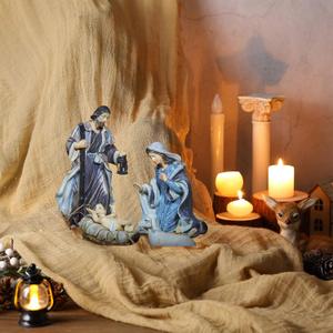 Patelai 1 Pcs Christmas Nativity Table Runner 47 x 70 Inch Burlap Rustic Table Runner Nativity Scene Accessories for Christmas Party Home Kitchen Farmhouse Desk Decor