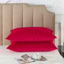 H HOUSEHOLD Set of 2 Velvet King Size Pillowcase, Soft and Cozy Luxury Fuzzy Flannel 20x36 Inches Pillow Cover with Zipper (King (20 x 36 Inch), Red)