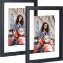 11x14 Floating Picture Frames Set of 2, Double HD Plexiglass Floating Frame for 8x10, 8.5x11 Pictures or Full Display 11x14 Photos Tabletop or Wall Hanging, Black