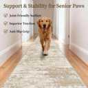 Non Slip Floor Runners for Dogs 2.6x12 Washable Runner Rug Abstract, Joint Support for Senior Dogs, Woven, Extra Grip Traction Runners for Hallway, Entryway, Walkway, Beige/Yellow