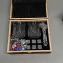 Fathers Day Anniversary Birthday Gifts for Men Him Dad Husband, White Elephant Gifts for Adults, Whiskey Glasses Set of 2 with Chilling Rocks, Bourbon Whiskey Stones Gifts for Men Wooden Box