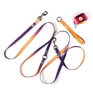 Ellieps Shop Hands-Free 10ft Dog Leash - Multifunctional Adjustable Cross Body Leash with Attachable 9-Inch Handle - Purple Blue Gradient (Orange Violet Gradient, 10ft)