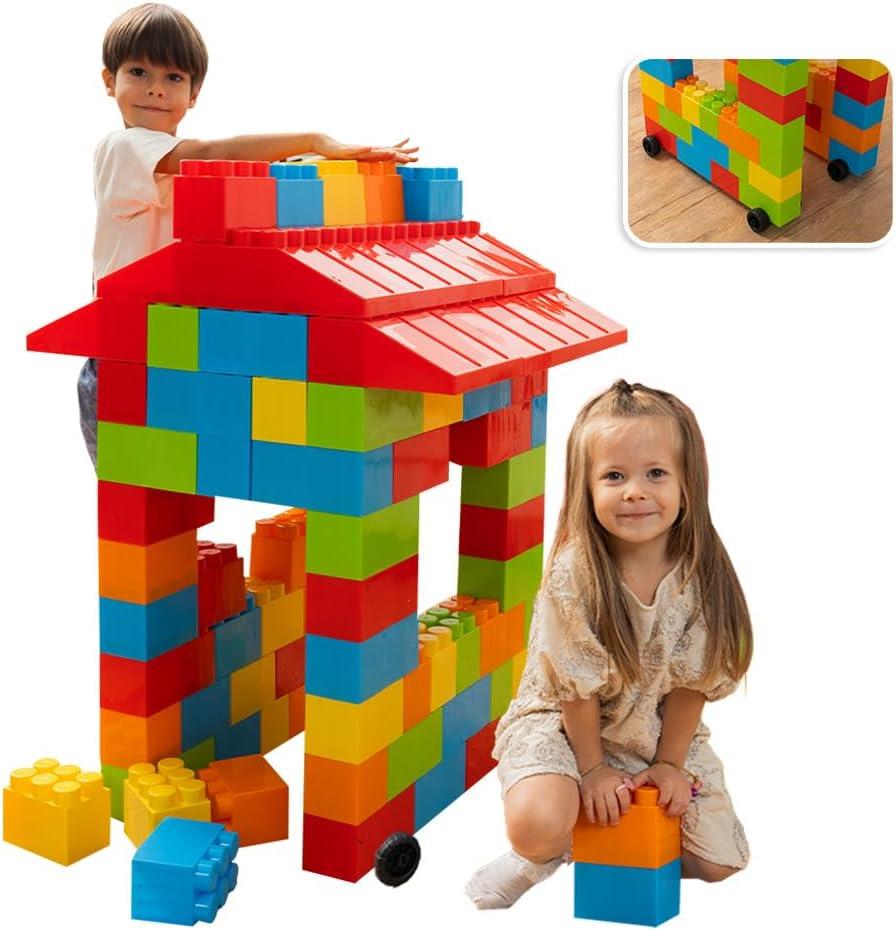 Giant Plastic Blocks Jumbo, Big Blocks, Jumbo Blocks, Big Building Blocks Jumbo, Giant Blocks, Huge Blocks, Jumbo Building Blocks, 86 Pieces Large Blocks for Kids Ages 1 to 8 86 pcs blocks with wheels (86pcs + wheels)